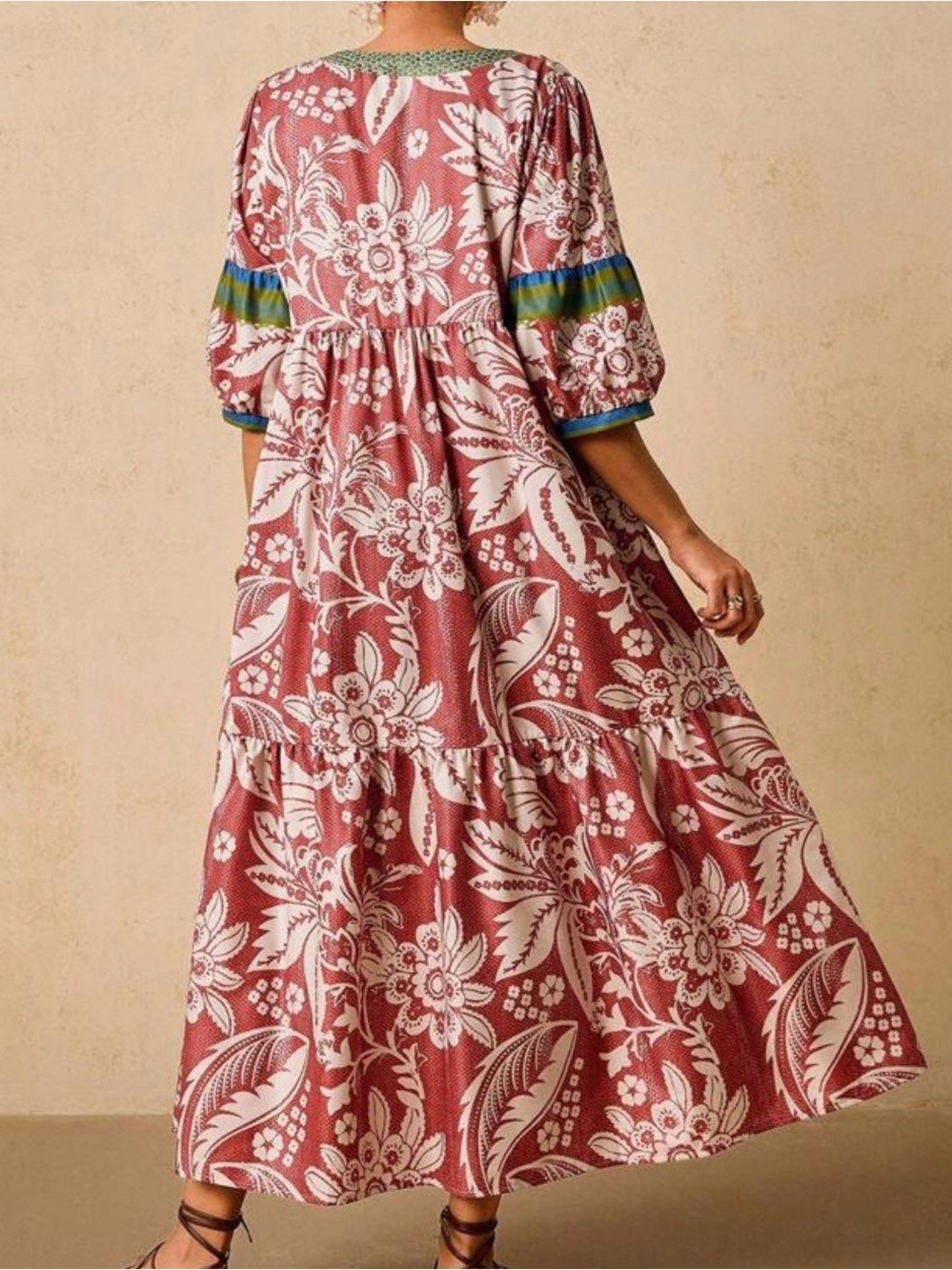 SHEIN Women’s Plus 4X pink/Green Floral Tiered Maxi Dress NEW
